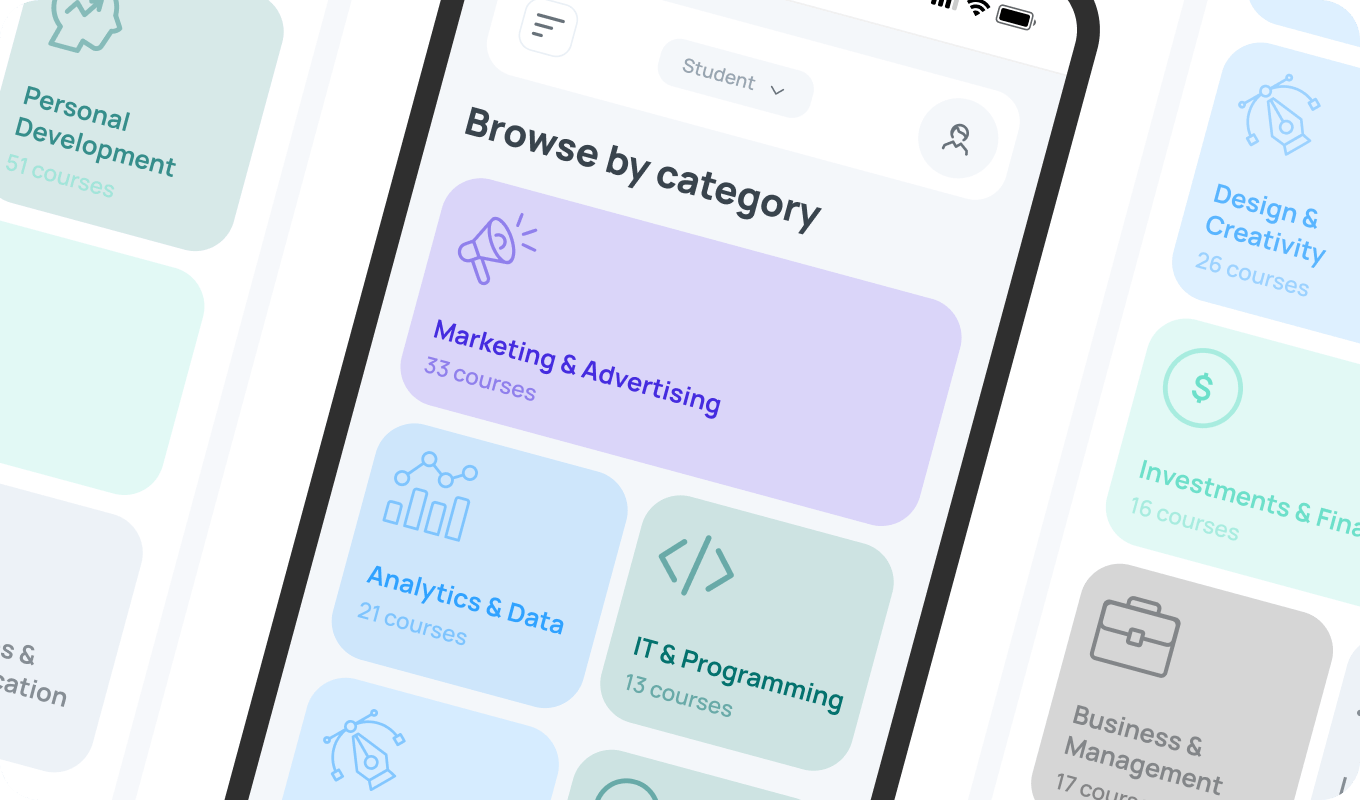 Courses across 15+ categories